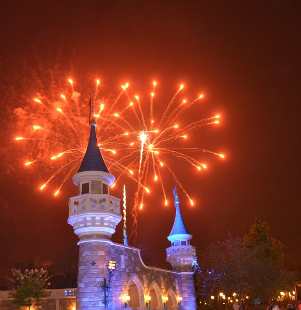 Fireworks from the new Fantasyland at Magic Kingdom