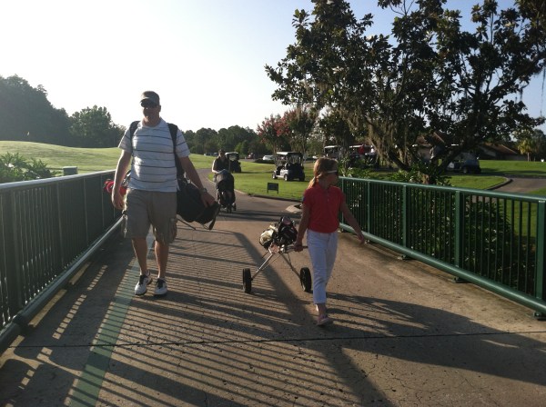 Heading to the 1st tee